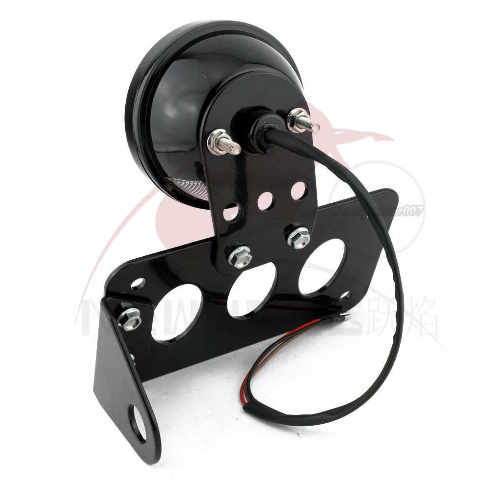 Black Side Mount Tag License Plate Holder Bracket Tail Light For Harley Softail