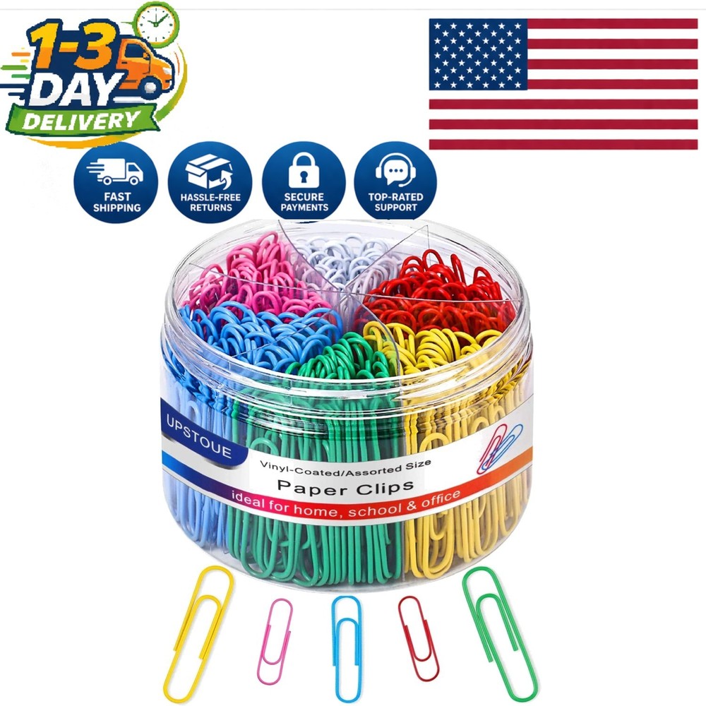 Colorful 400PCS Medium & Large Paper Clips - Smooth, Durable, and Multi-Purpose