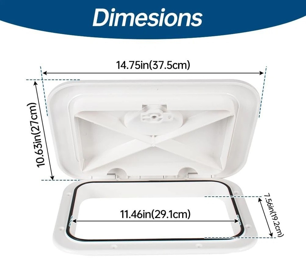 White Marine Deck Access Hatch 10-5/8" X 14-3/4" Rectangle Boat Hatch & Lid