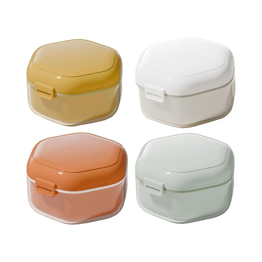 Denture Case Denture Holder Soak Container Easy Use with Strainer Denture Bath