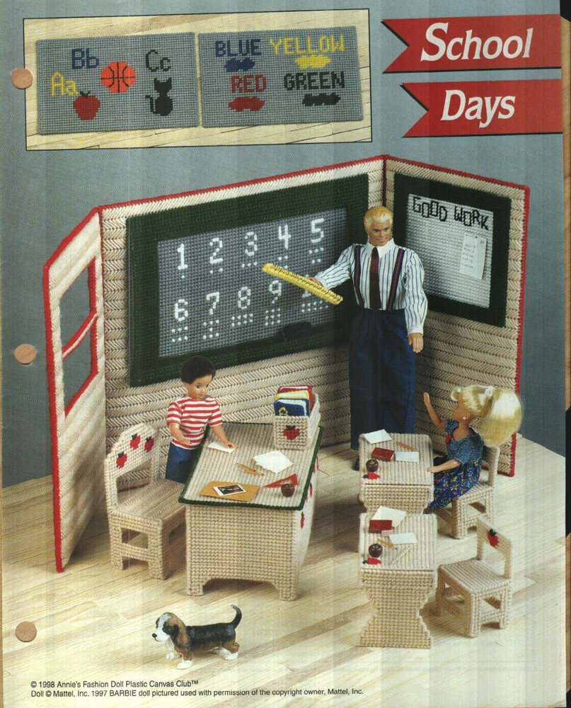 NEW SCHOOL DAYS CLASSROOM PLAY SET ANNIES PLASTIC CANVAS PATTERN INSTRUCTIONS