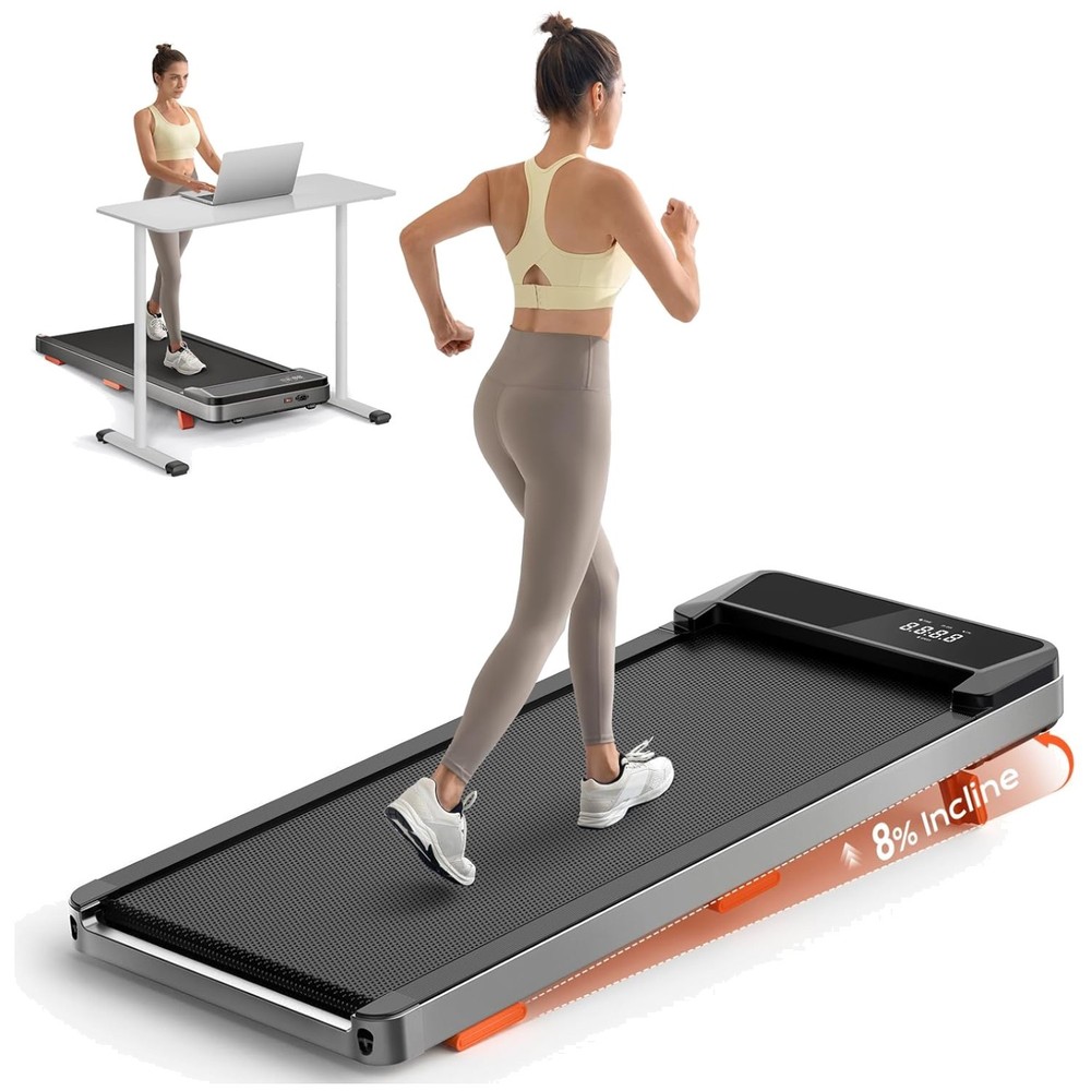 Compact Walking Treadmill with Shock Absorption & Remote Control for Home Office