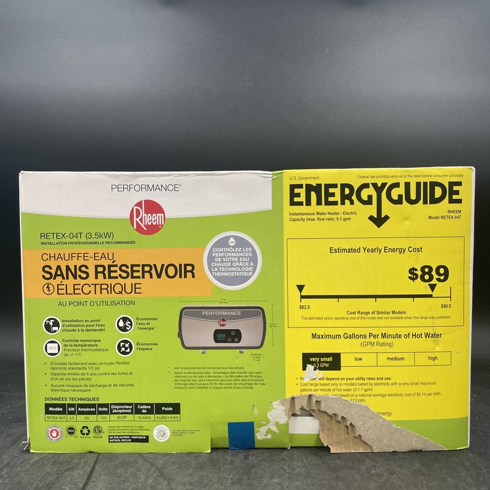 Rheem 3.5 kW 0.68 GPM 120-Volt Point of Use Tankless Electric Water RETEX-04T