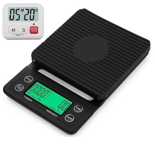 0.1g Precision Coffee Scale 3kg Digital Scale for Kitchen Use black