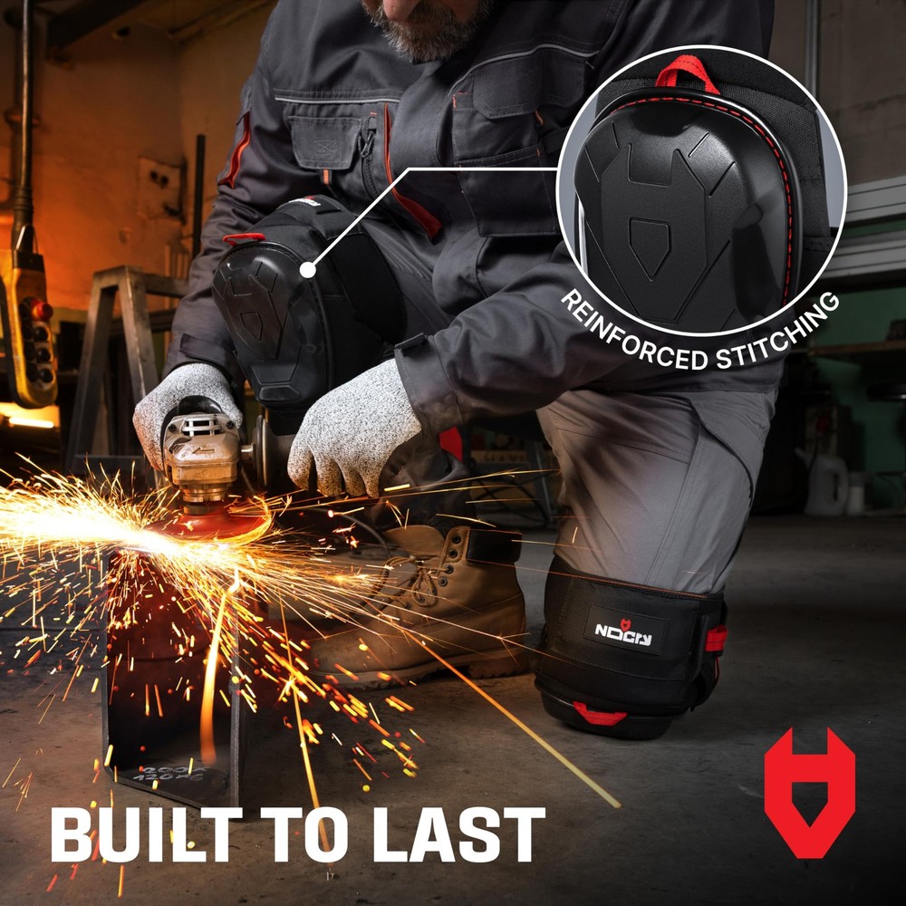 NoCry Professional Work Knee Pads for Men Construction with One Size, Black