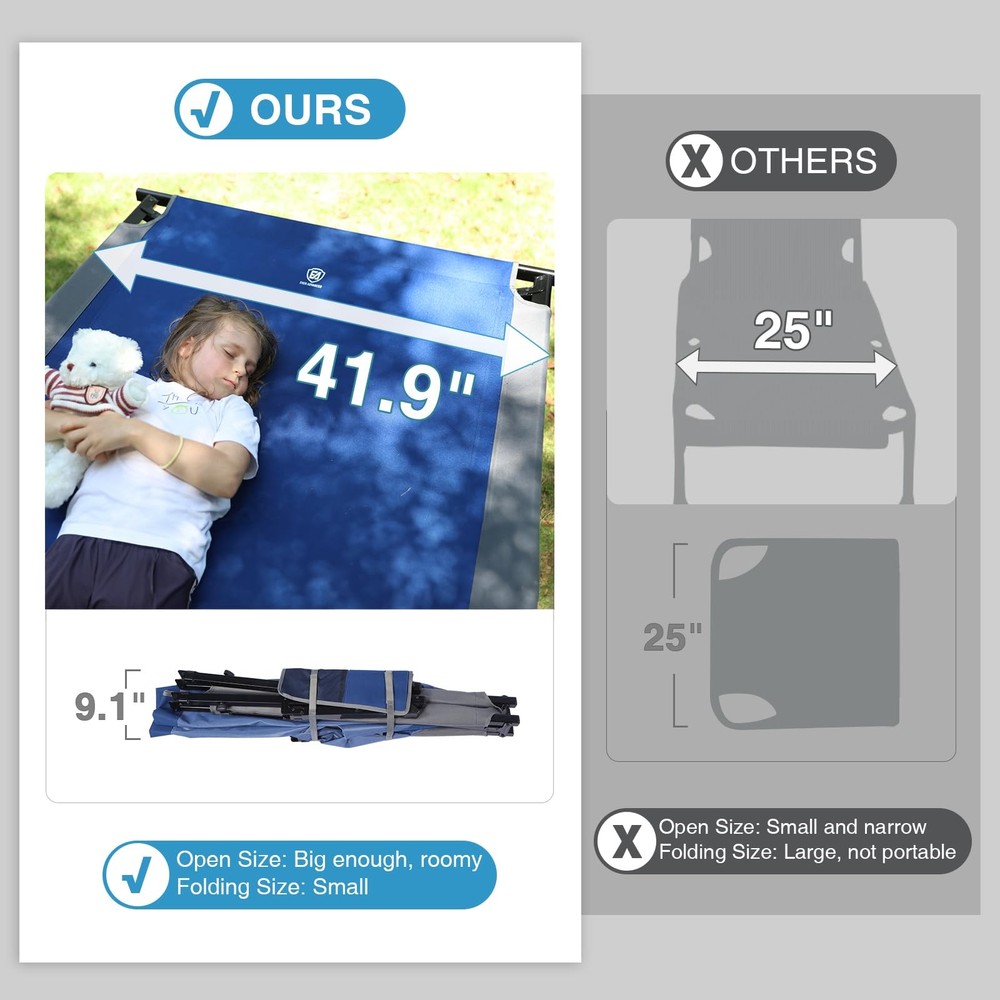 Extra Wide Camping Cot for Adults Oversized XXL Sleeping Cots Folding Cot Bed...