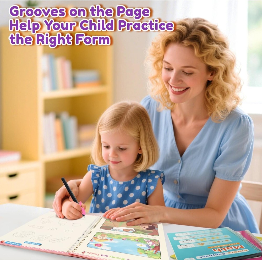 Magic Grooved Writing Practice for Kid-Grooved 9.83* 6.96, Multicolor