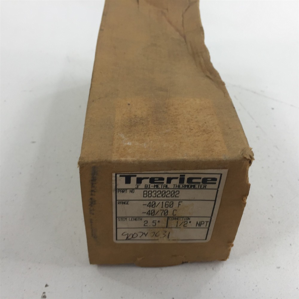 Trerice 3" Bi-Metal 2.5" Stem Thermometer -40/160F B8320202 1/2NPT