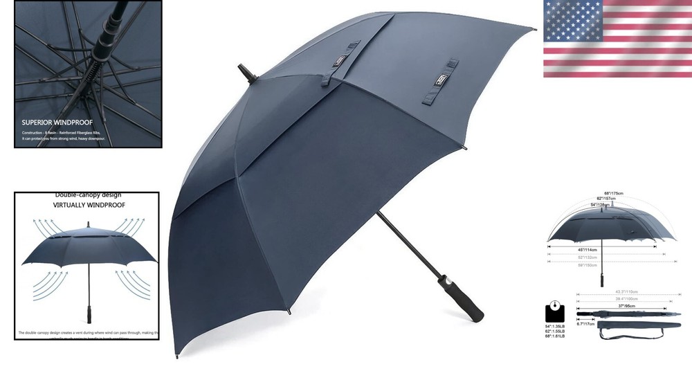 Stylish Automatic Open Golf Umbrella - Windproof, Double Canopy & Lightweight