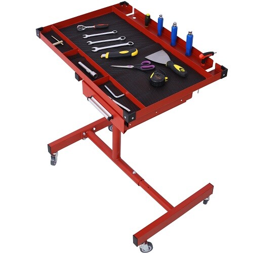 Heavy Duty Adjustable Work Table Bench with Drawer 220 lbs Rolling Tool Cart