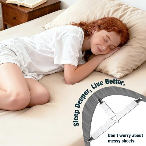 Bed Sheet Holder Straps Adjustable Clips Keep Sheets Tight Wrinkle Free
