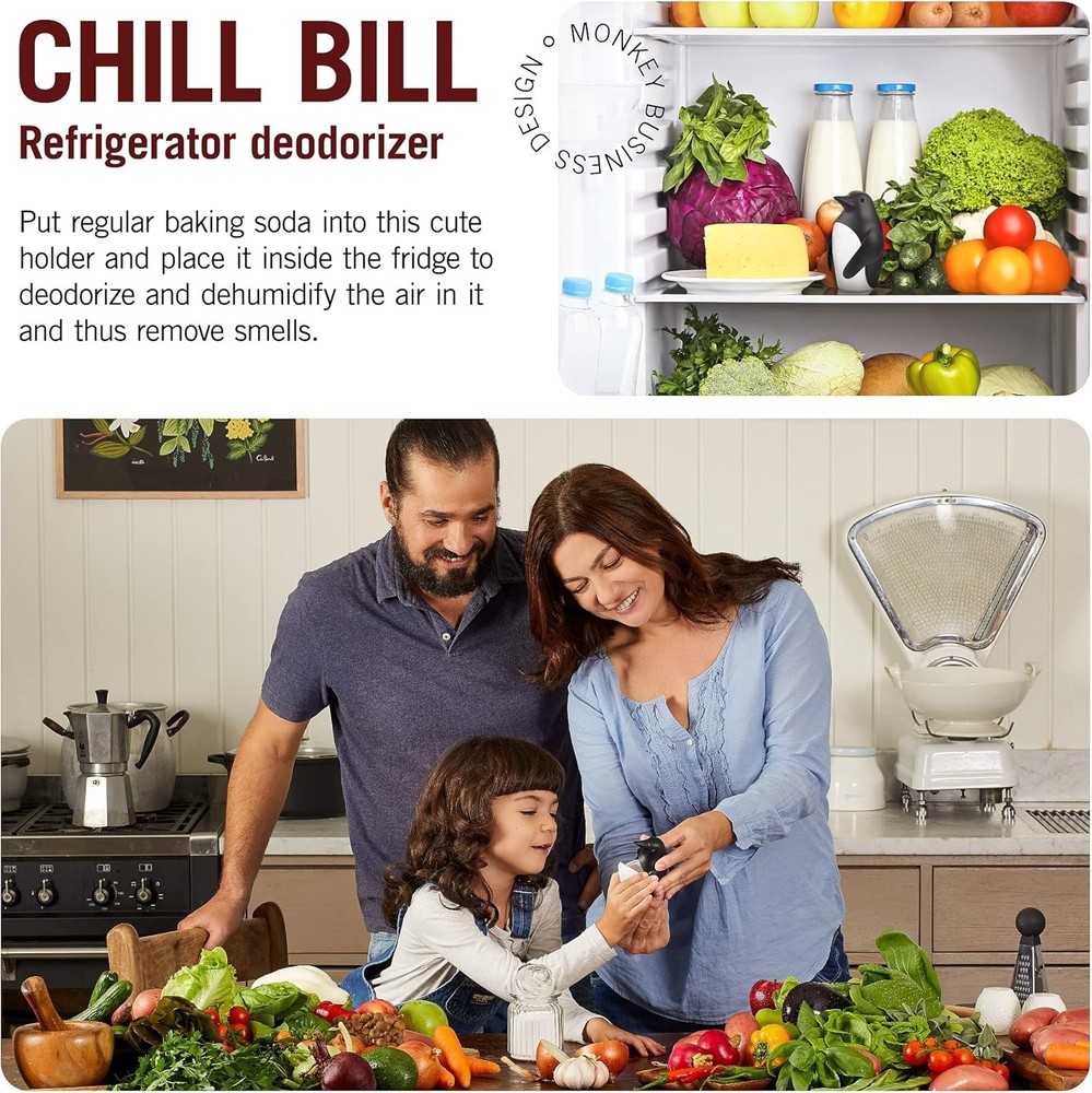 Monkey Business Chill Bill Refrigerator Deodorizer, Baking Soda Container, Bakin