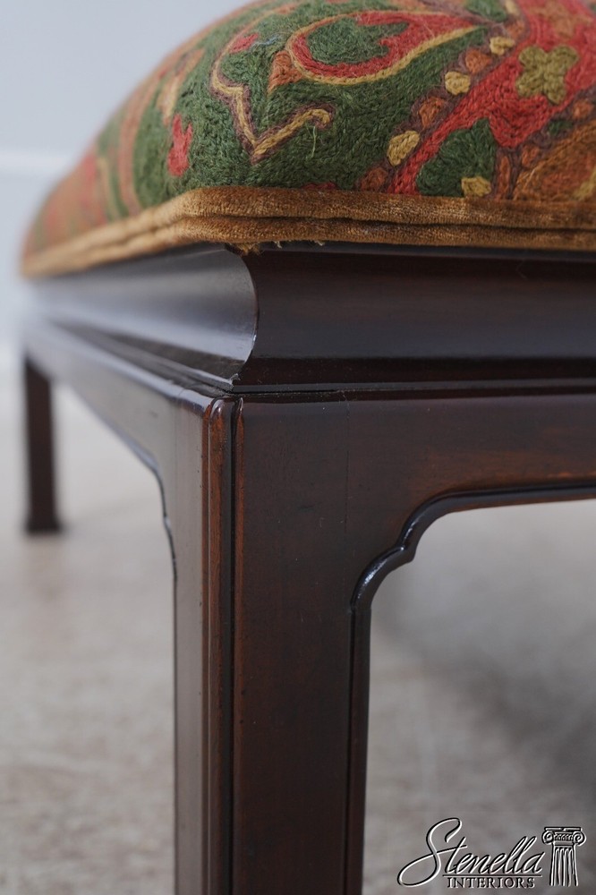 L68530: Crewlwork Upholstered Chippendale Ottoman Bench