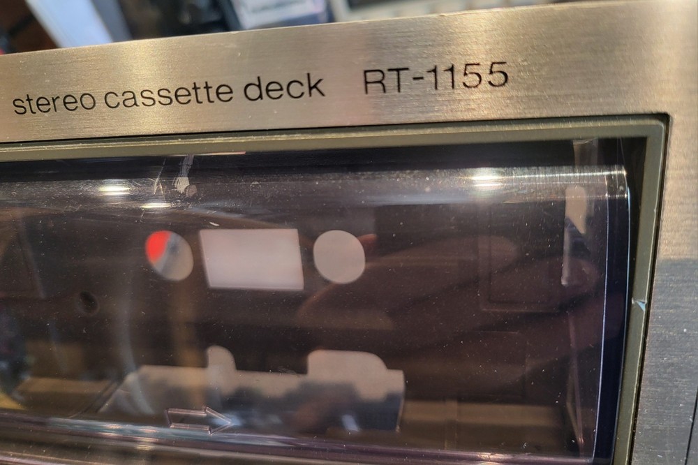 SHARP RT-1155 CASSETTE DECK FACEPLATE WITH PLASTIC FACE BACKING, FREE SHIPPING.