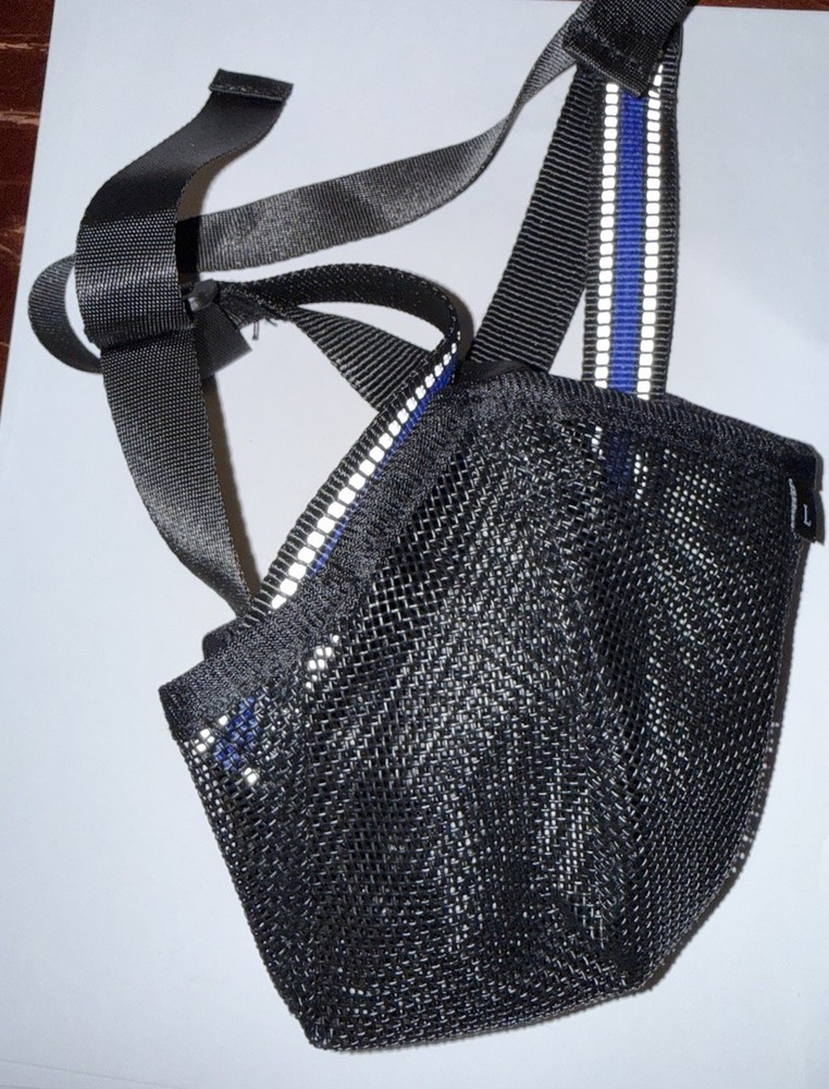 Dog Muzzle Large Black and Blue with Reflective Strips