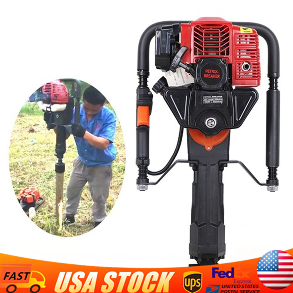 2 Stroke Gas-Powered T Post Driver 52CC Farm Fence Push Hand Pull Start Engine