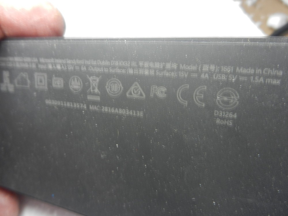 Microsoft 1661 Docking Station for Microsoft Surface Pro 3, 4, 5, 6 ***DOCK ONLY