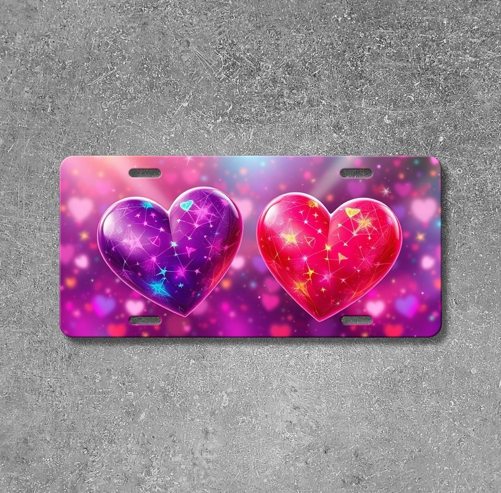 Bold Hearts License Plate Personalized Auto Tag Everyday Gift