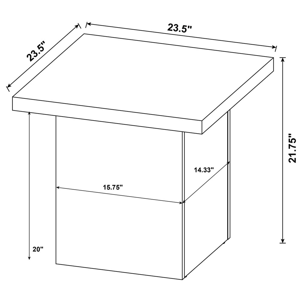 Coaster Devar Square Engineered Wood Side End Table in White High Gloss