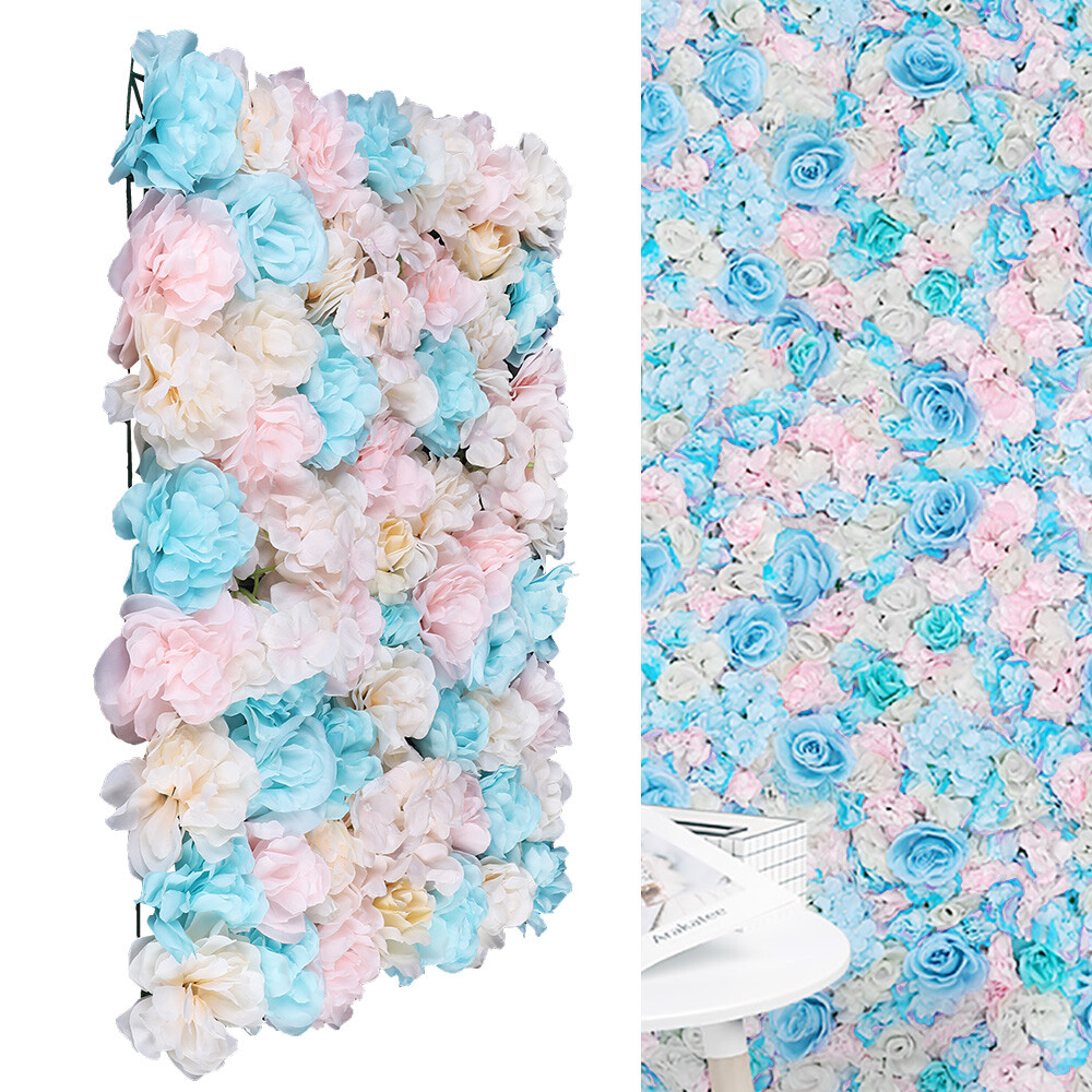 12PCS Artificial Flower Wall Panel White Hydrangea Rose Wedding Backdrop Decor