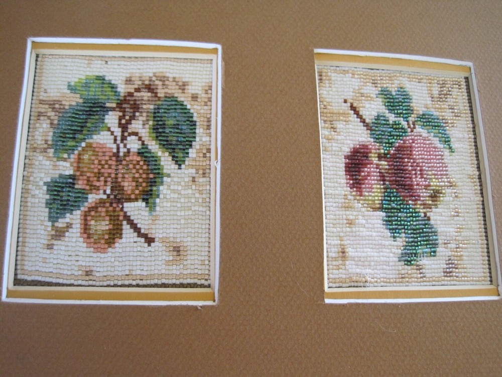 Beaded Cross Stitch Matted In Frame Fruit 20" x 8"