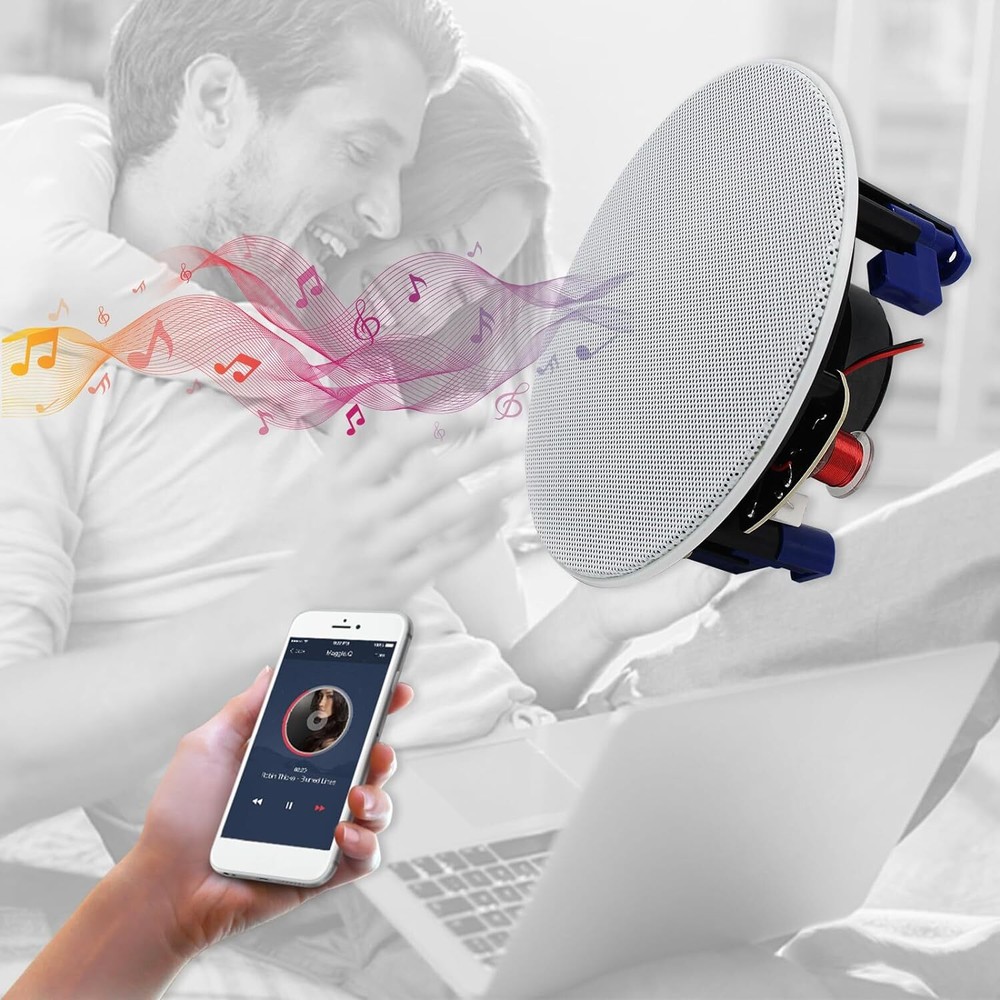 Herdio 4" Bluetooth Ceiling Speakers Kitchen Stereo Speakers Wall Flush Mount