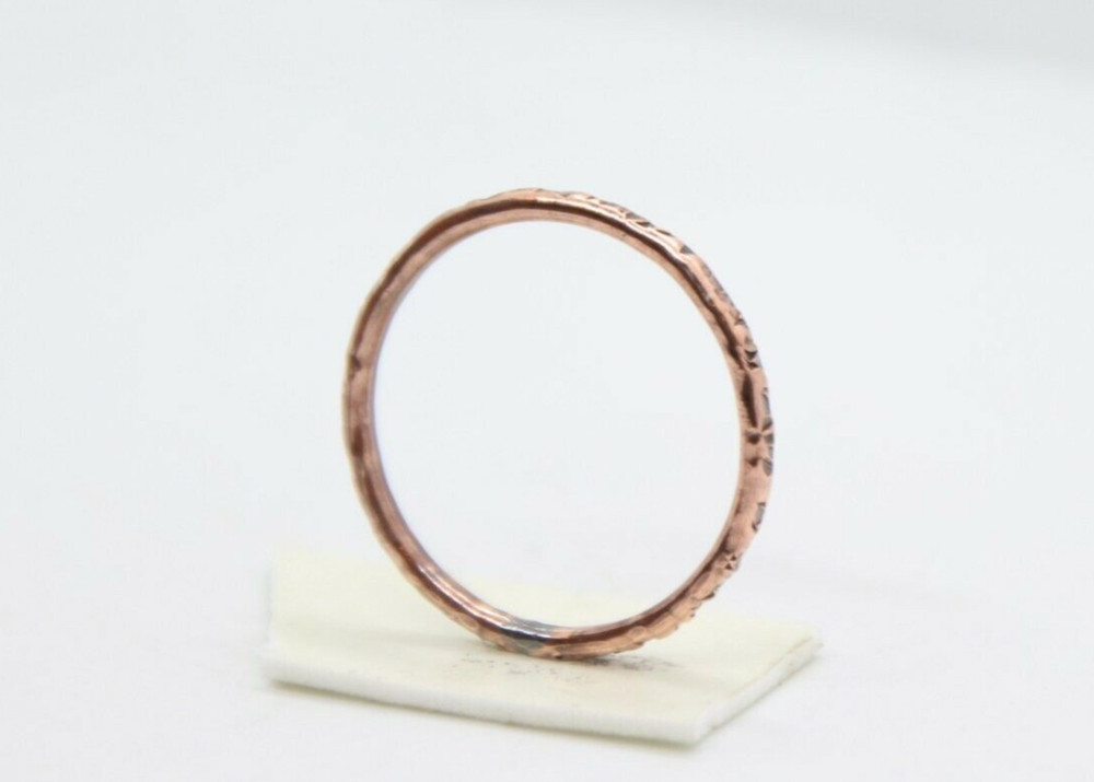 Copper Ring Stackable Hammered Rings Band Size 14.5 Promise Ring thin 2mm