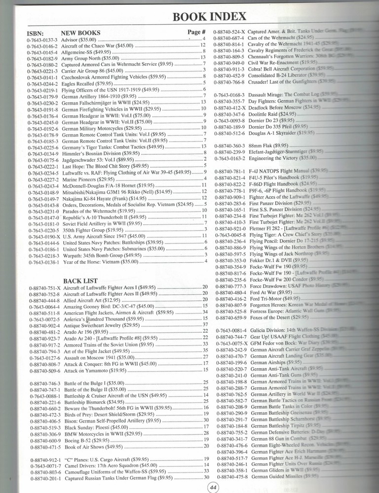 Schiffer Military History Catalog Spring 1997 Book Catalog
