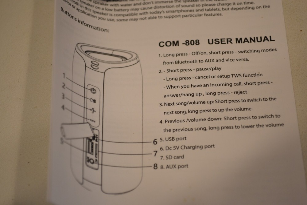 COMENCN Portable Bluetooth Wireless Speaker Black