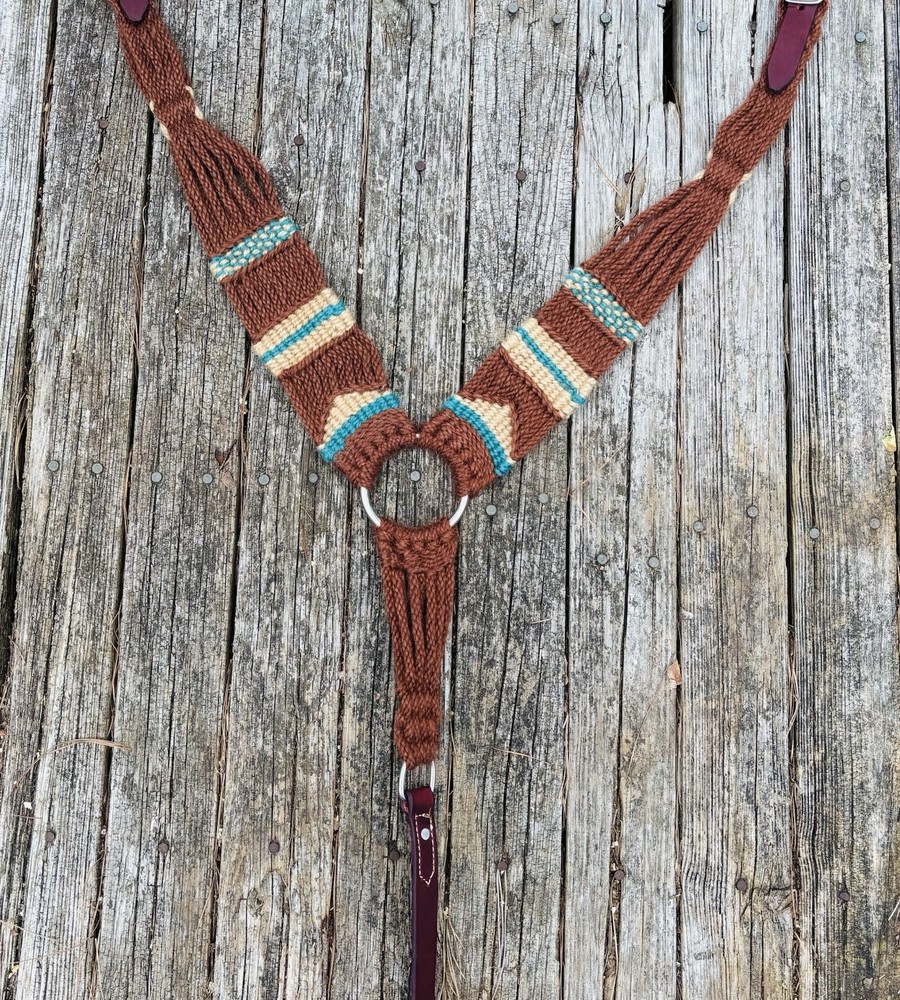 Mohair Pulling Collar (brown, tan, turquoise)