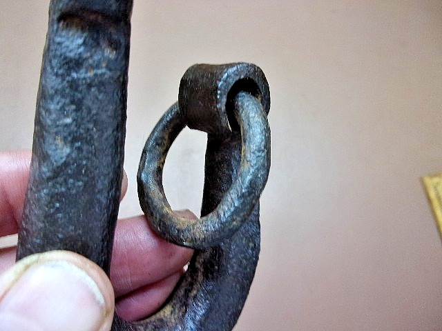 Rustic Blacksmith Forged Hook & Link Crude 5" Long Unique Rustic Decor LQQK!