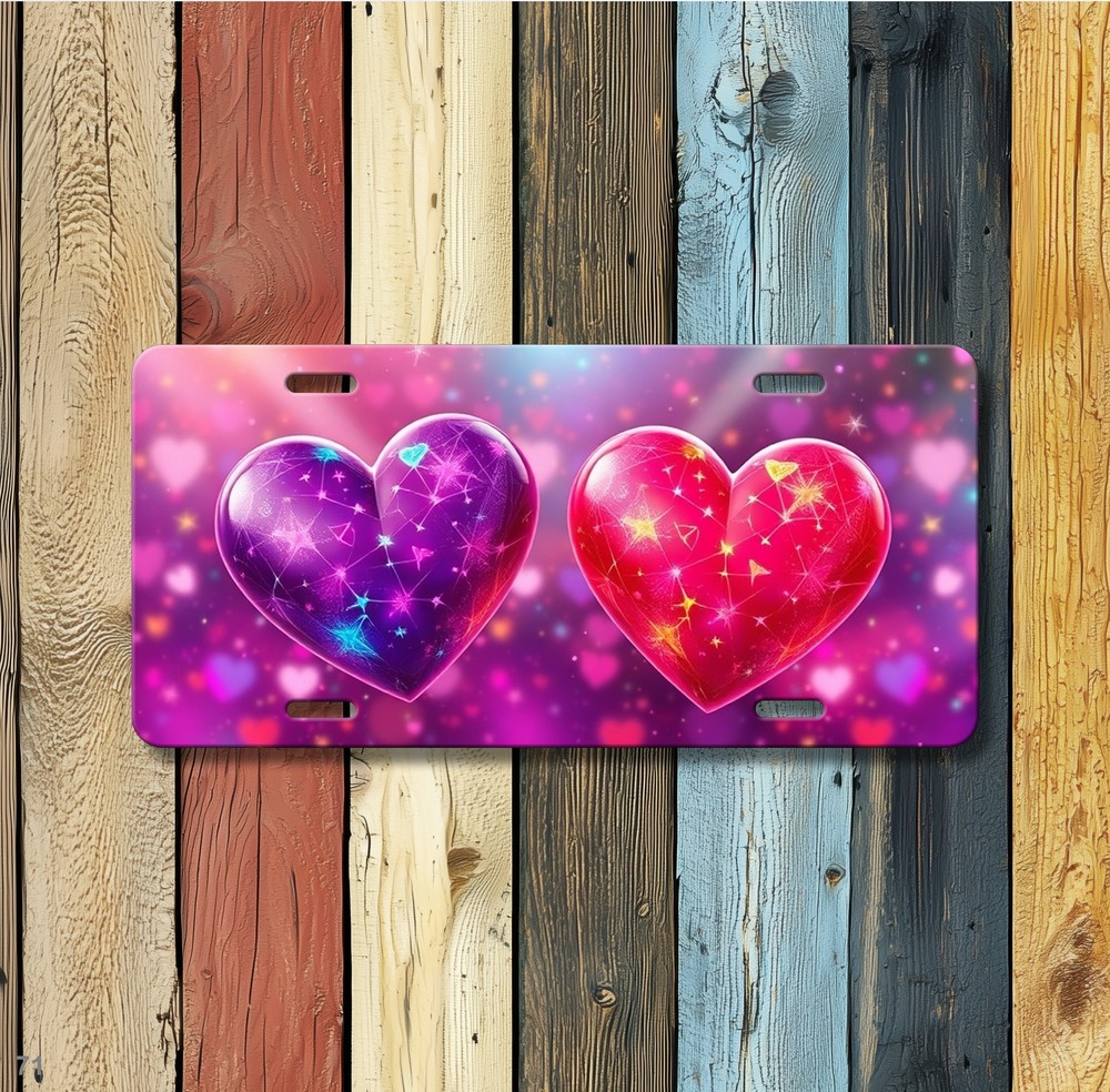 Bold Hearts License Plate Personalized Auto Tag Everyday Gift