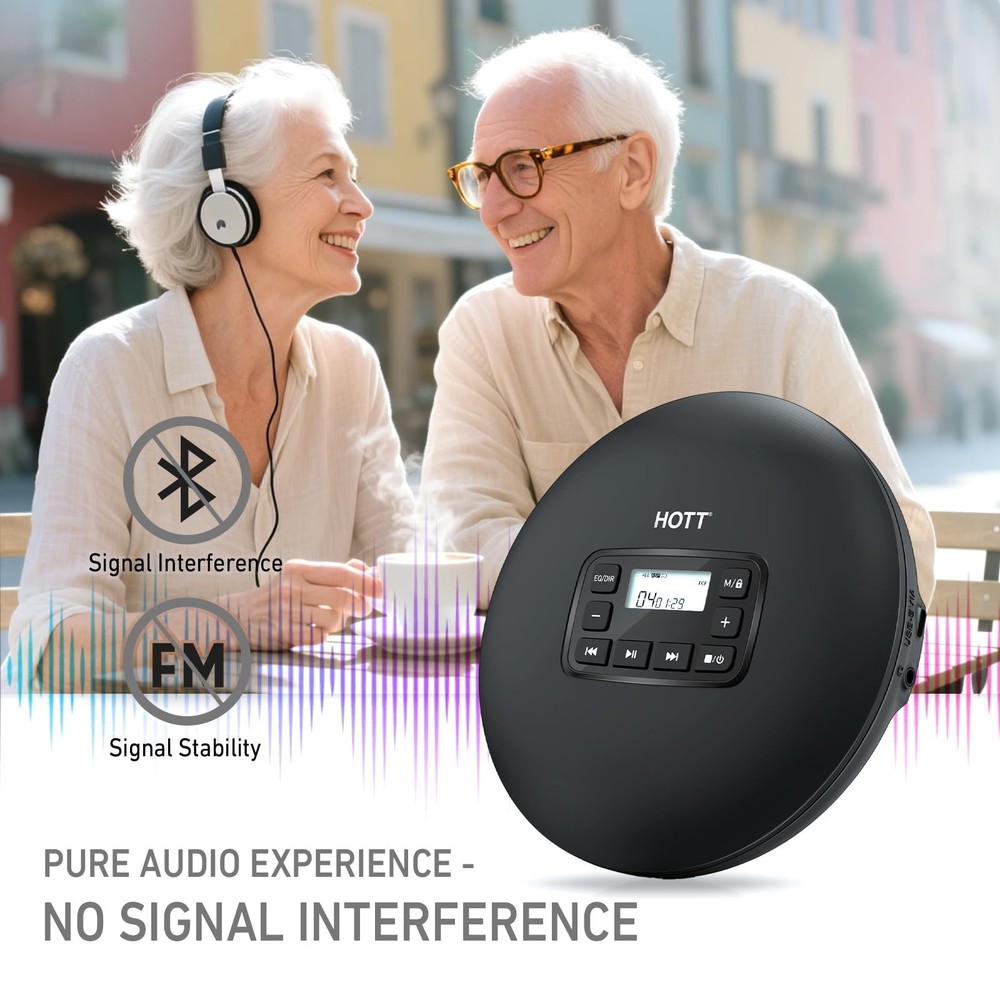 HOTT C204 Basic Portable CD Player with Anti-Skip Protection - AA Battery Pow...