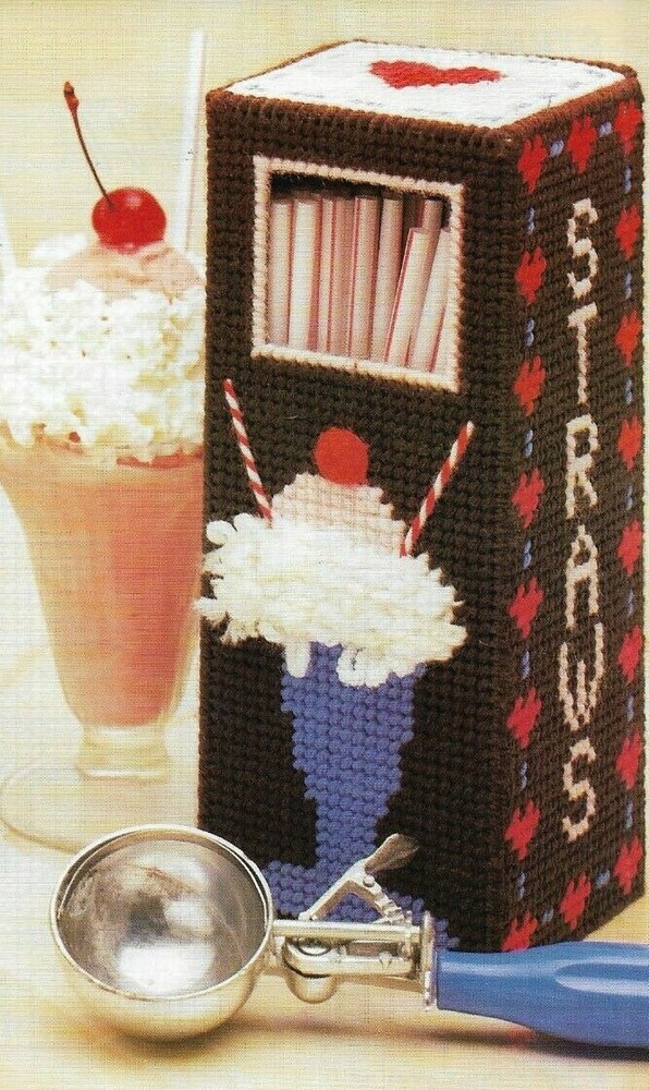 STRAW KEEPER HOME DECOR DIGEST SIZE PLASTIC CANVAS PATTERN INSTRUCTIONS