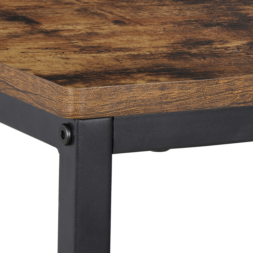 C Shaped Side Table End Table for Sofa Bed and Couch w/ Metal Frame Rectangular