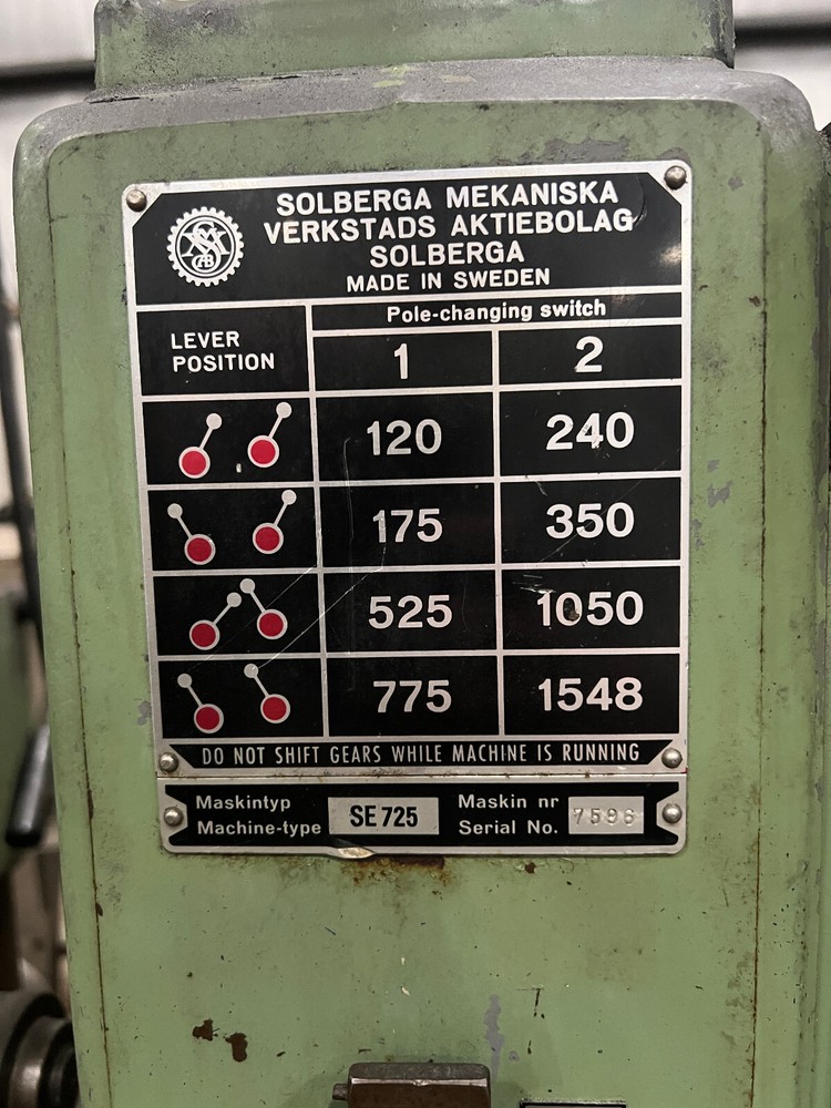 SOLBERGA 4 HEAD DRILL PRESS, MODELS SE725, 16" X 64" TABLE