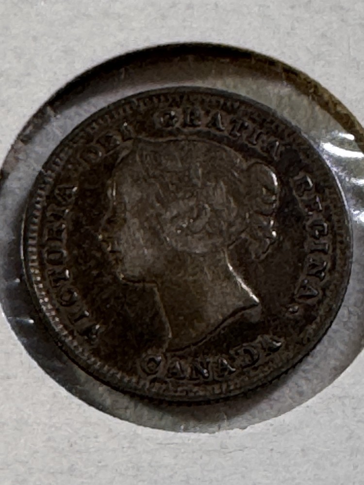 1896 Canada 5 Cents Silver Coin Cleaned