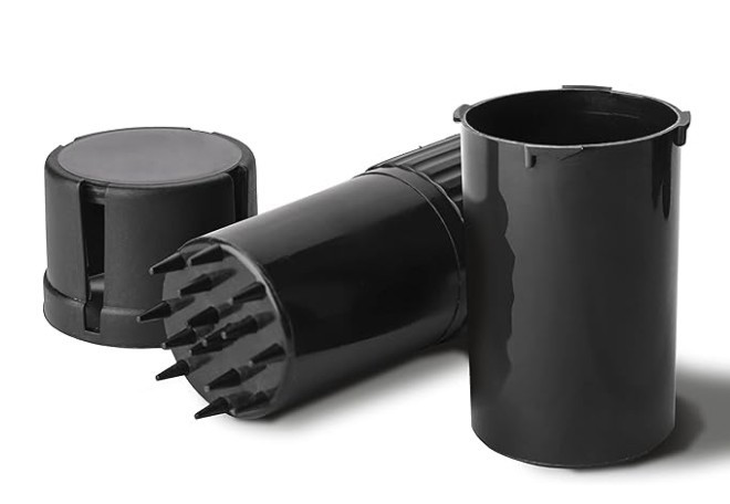 Twist top grinder container with a pre-roll cigarette case (black)