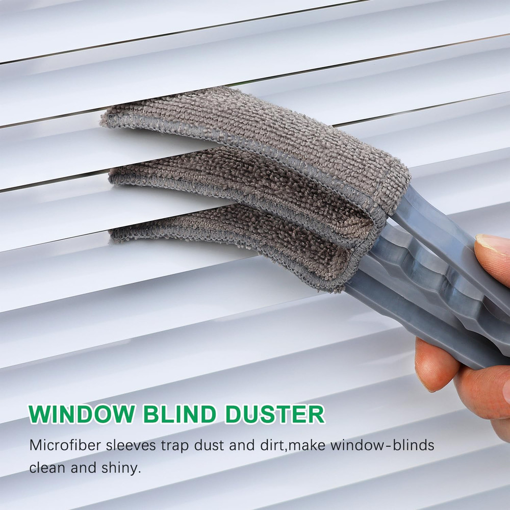 3 Pack Microfiber Feather Duster with 6 Microfiber Sleeves, Window Blind Cleaner