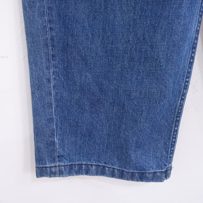 MACPHEE Side-Button Denim Tuck Wide Pants (Size 32)