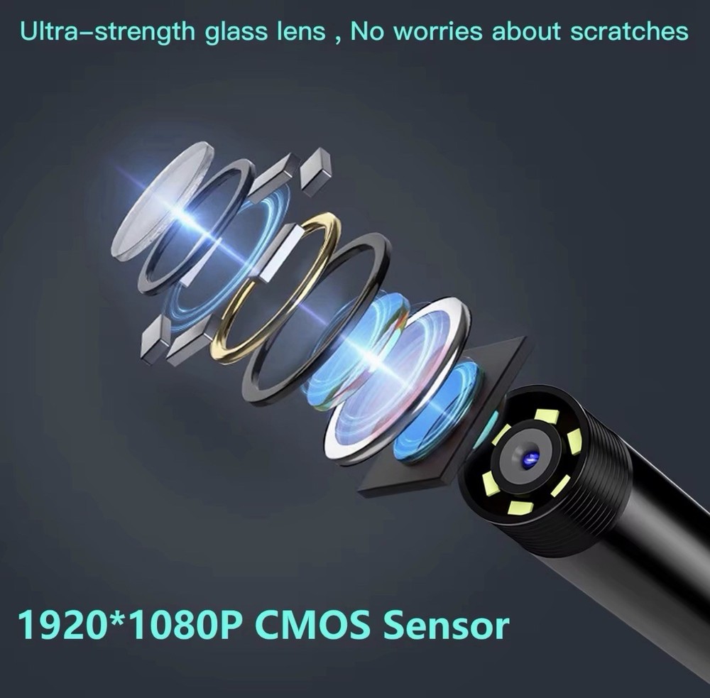 Endoscope Camera with Light for iPhone and Android, 16.5ft Semi-Rigid Snake