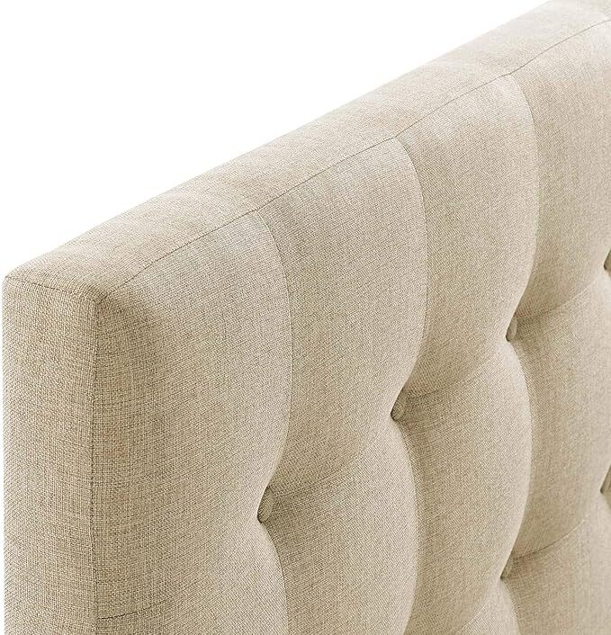 Modway Emily King Upholstered Polyester Fabric Headboard in Ivory