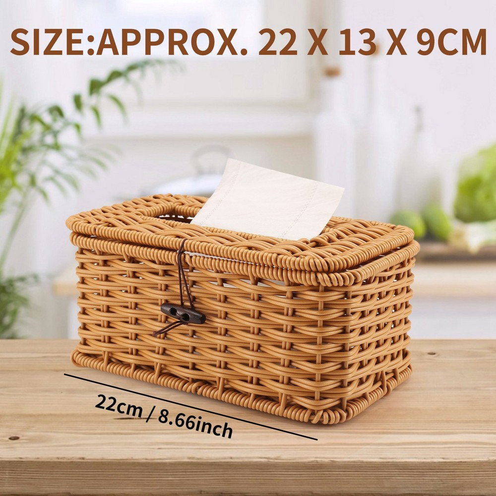 Rattan Rectangular Tissue Box Cover - Boho Decorative Woven Tissue Holder1220