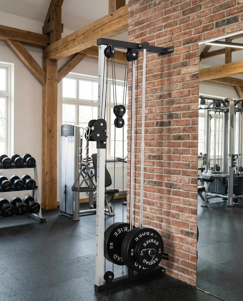 Wall Mount Cable Station LAT Pulldown Machine w/19 Positions Dual Pulley System