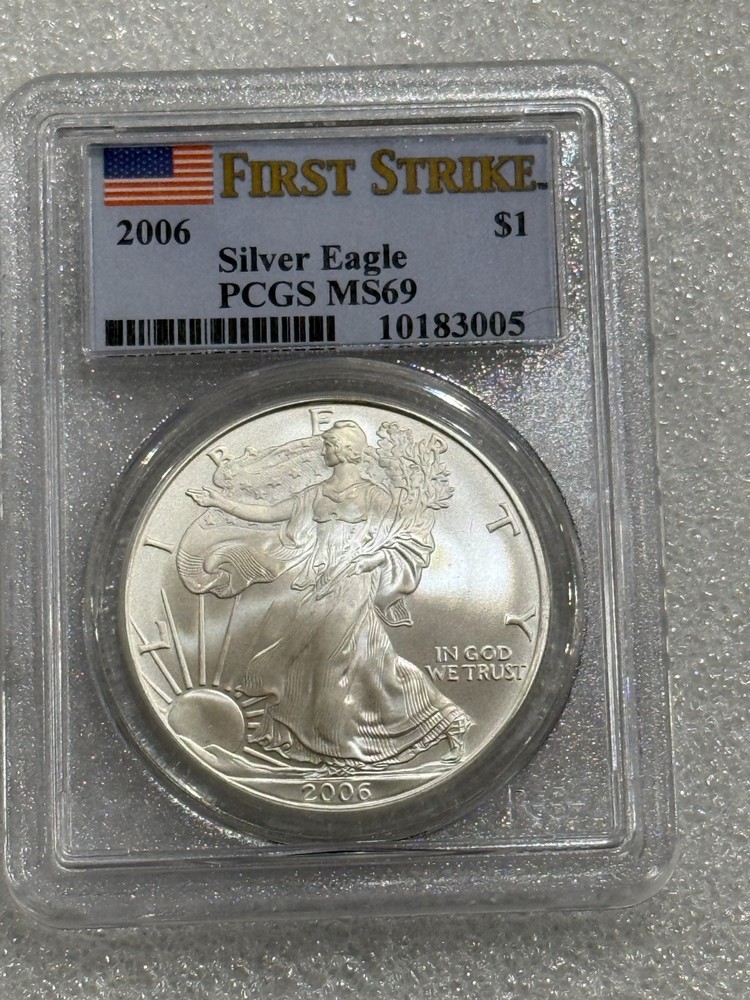 2006 Silver Eagle PCGS MS69 First Strike Flag Label ~~ No Spots    (005)