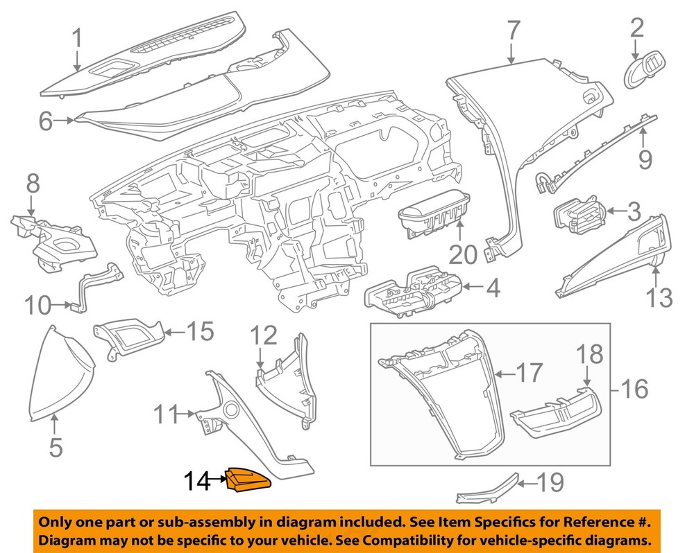 GM OEM 14-19 CTS Instrument Panel Components-Applique Panel 22771278