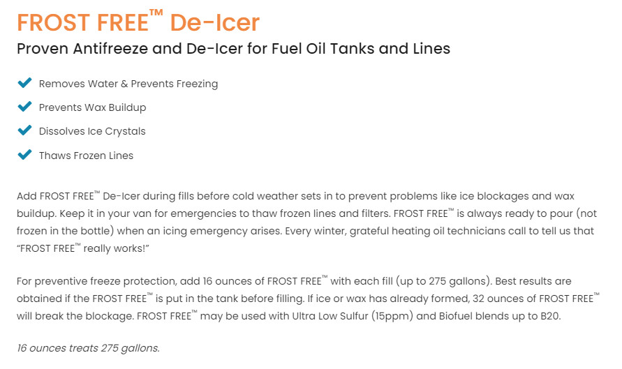 Frost Free De-Icer