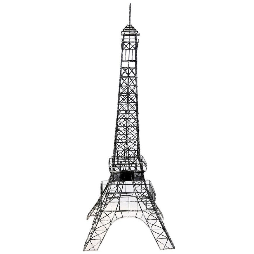 28" Tall Black Wire Eiffel Tower with Tealight Holder