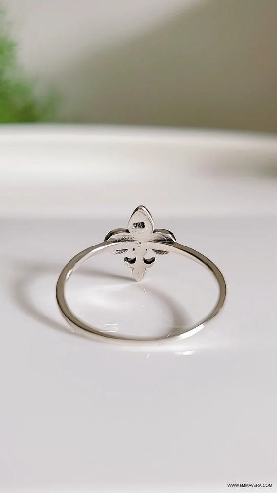 Dainty Sterling Silver Fleur De Lis Ring