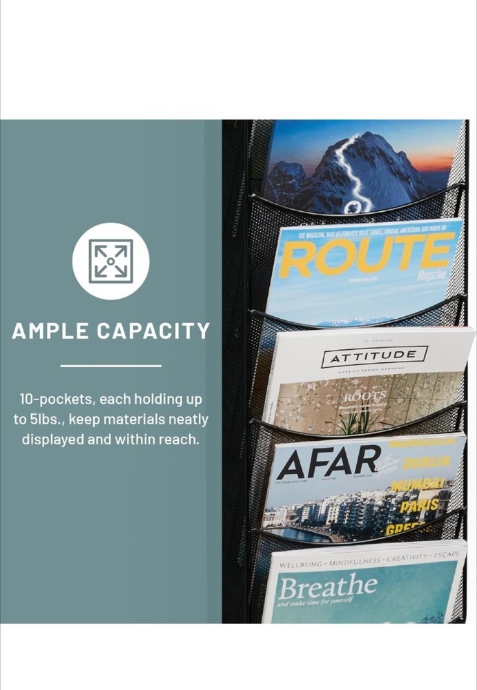 10 Pc Mag Holding Wall Hanging Rack